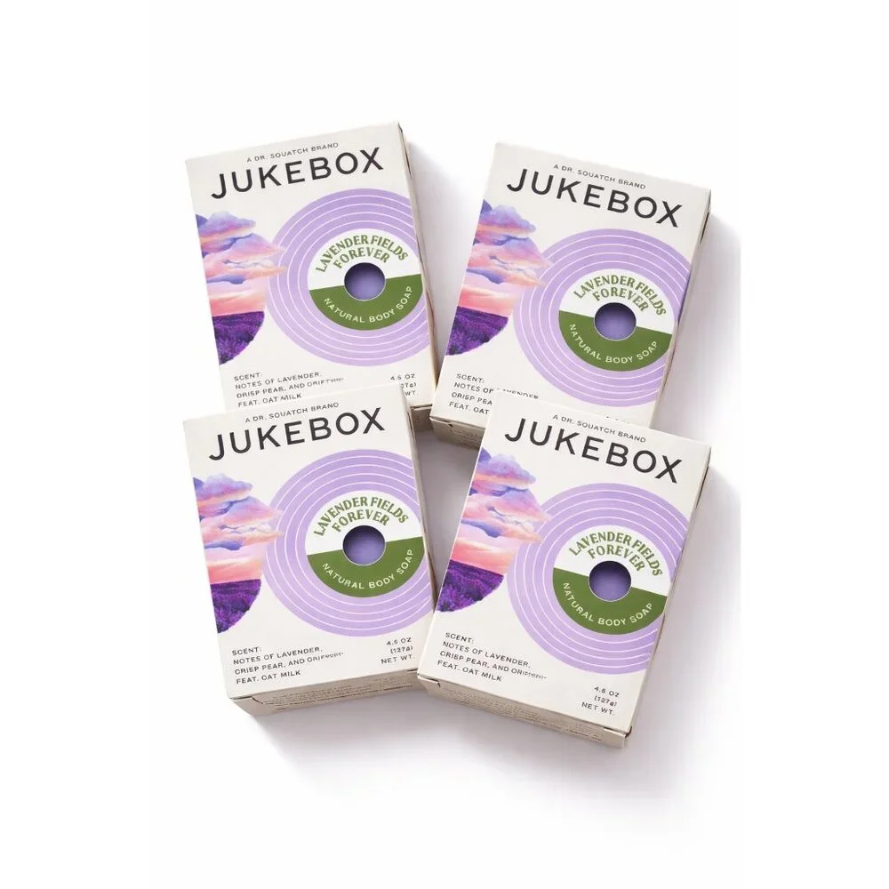 Jukebox Lavender Fields Forever Natural Soap 4.5oz Lot of 4‎ Bars